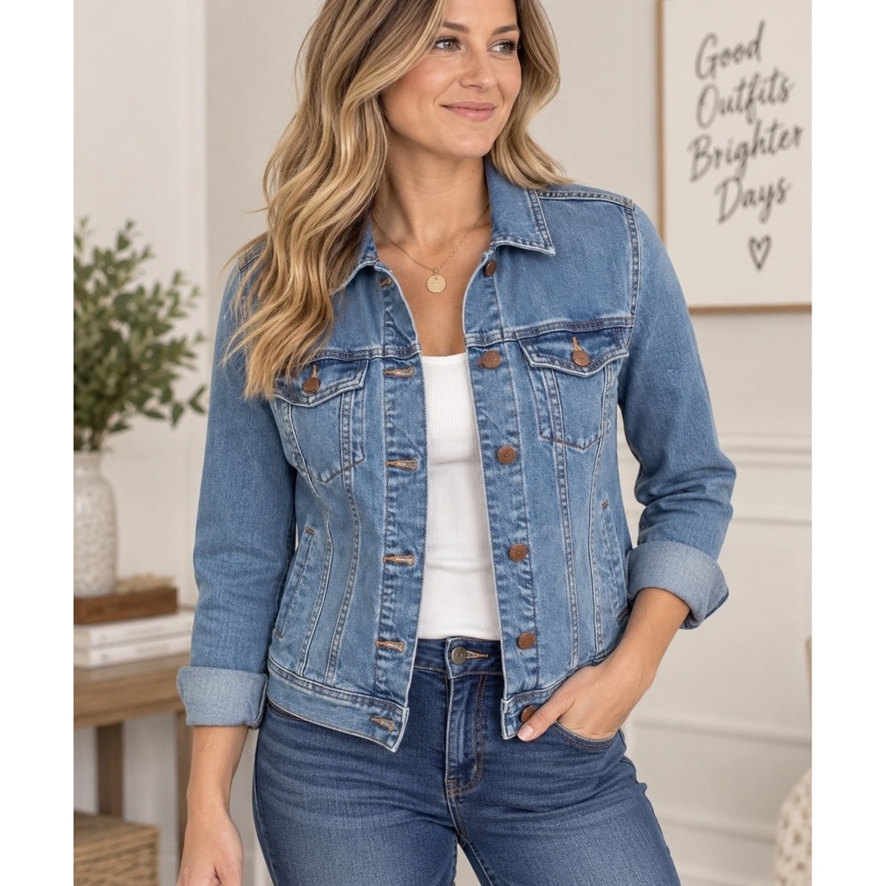 Old Navy Denim Jacket Women S Blue Classic Indie Western Jean Trucker
